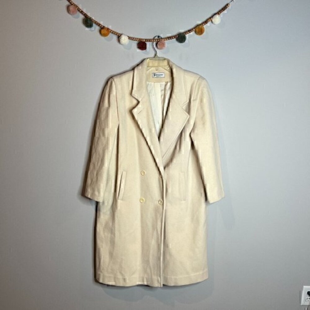 Vintage cream wool blend duster coat